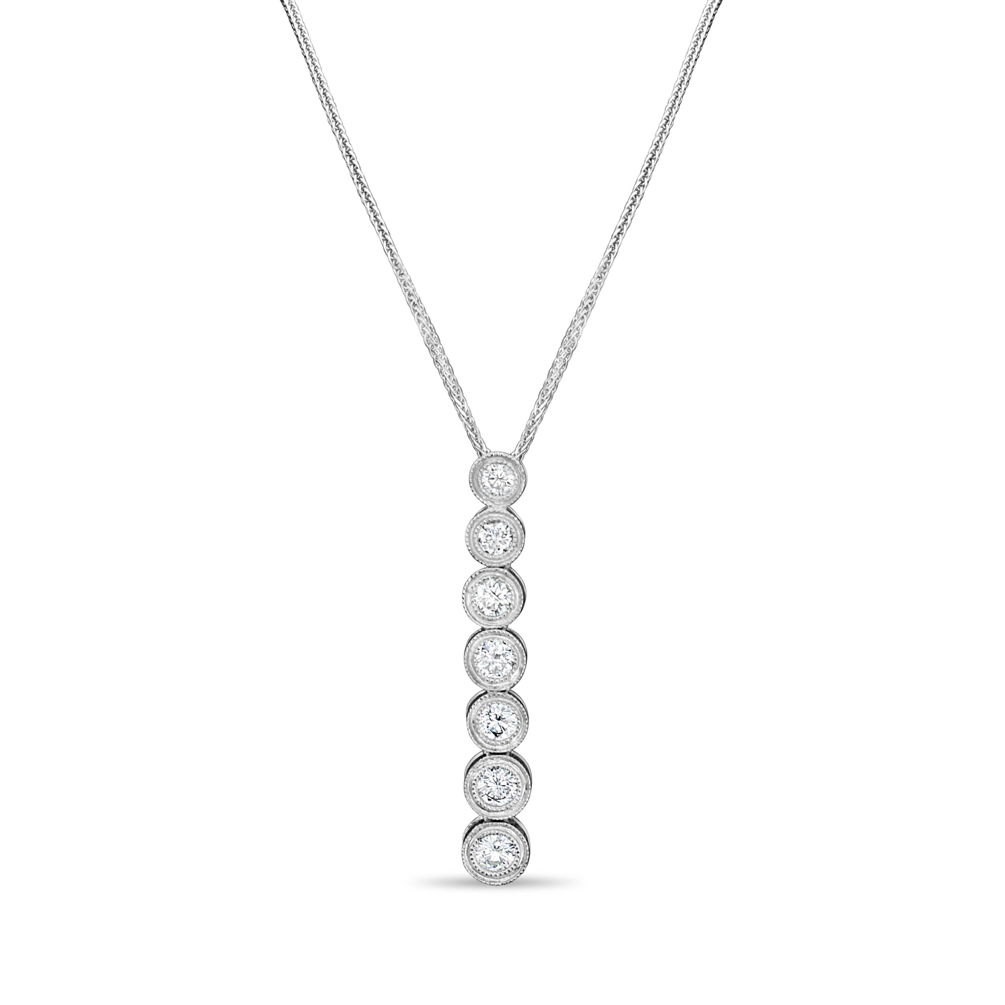 1.50cttw Vertical Bezel Set Diamond Necklace in 14K White Gold - Elegant Jewelry for Weddings, Anniversaries & Special Occasions