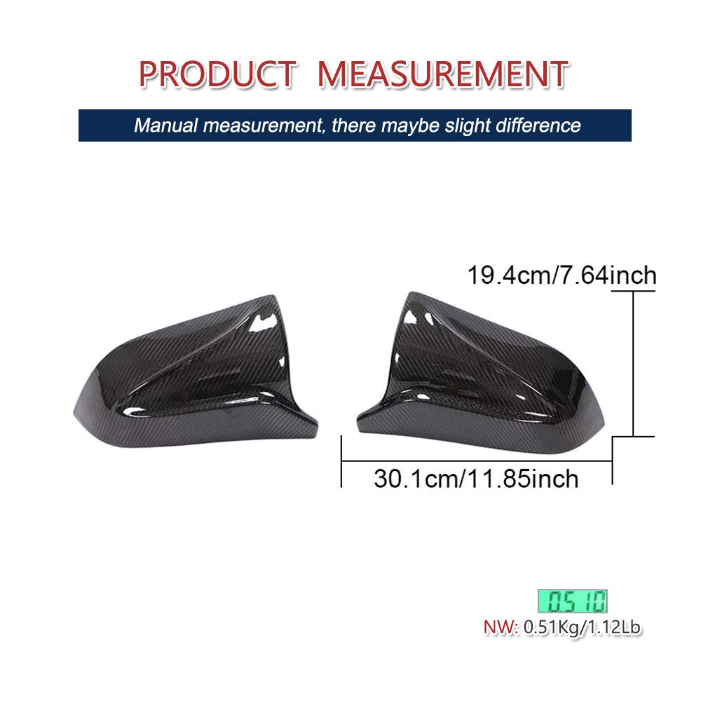 Carbon Fiber Mirror Caps for Tesla Model 3 2017-2024 - Left & Right Side Replacement Mirror Covers (Driver & Passenger) - Sleek Exterior Upgrade for Enhanced Style & Protection - Perfect for Daily Driving & Car Shows