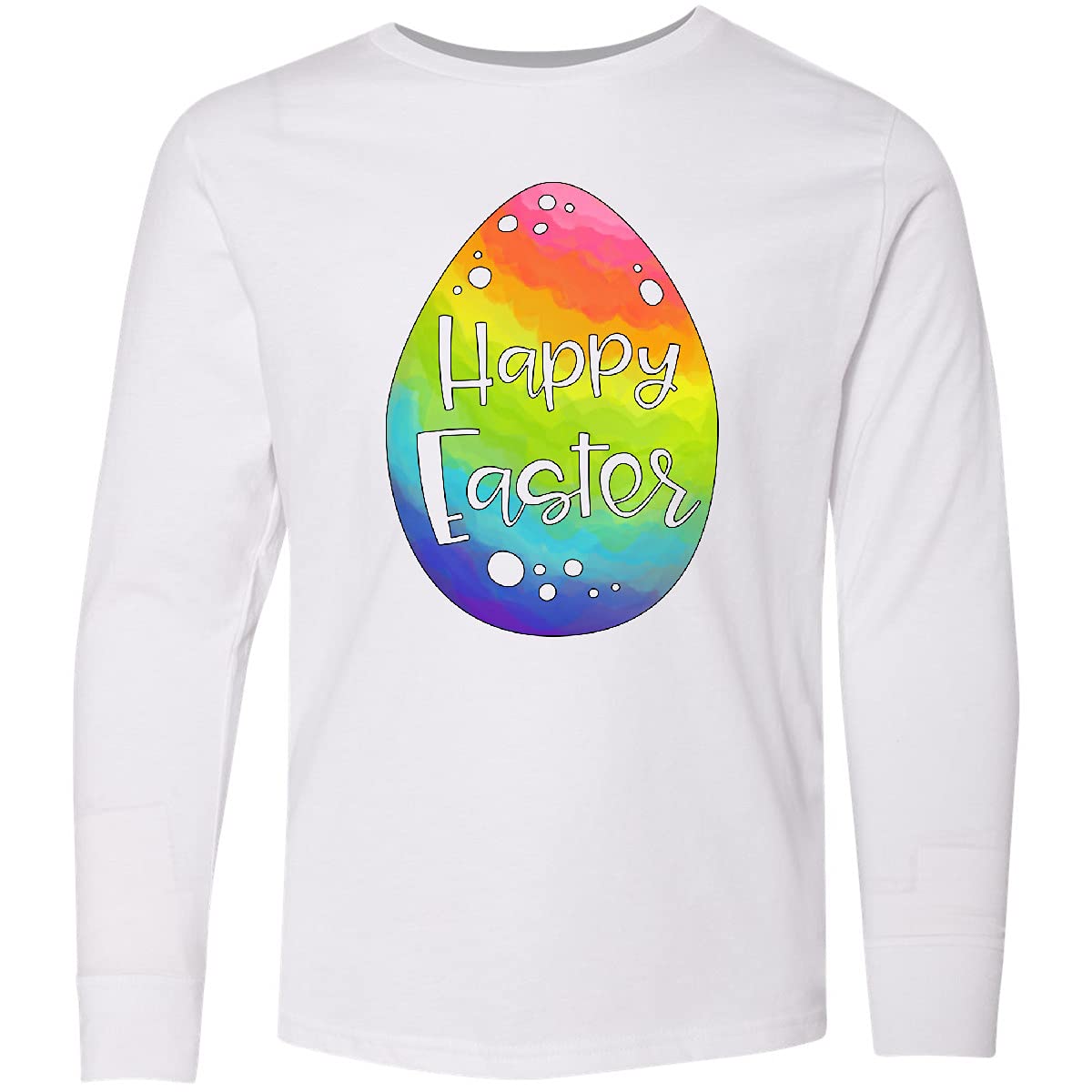 Inktastic Happy Easter Rainbow Easter Egg Youth Long Sleeve T-Shirt - Cute Easter Outfit for Kids, Boys & Girls - Perfect for Easter Egg Hunts, Church & Family Celebrations