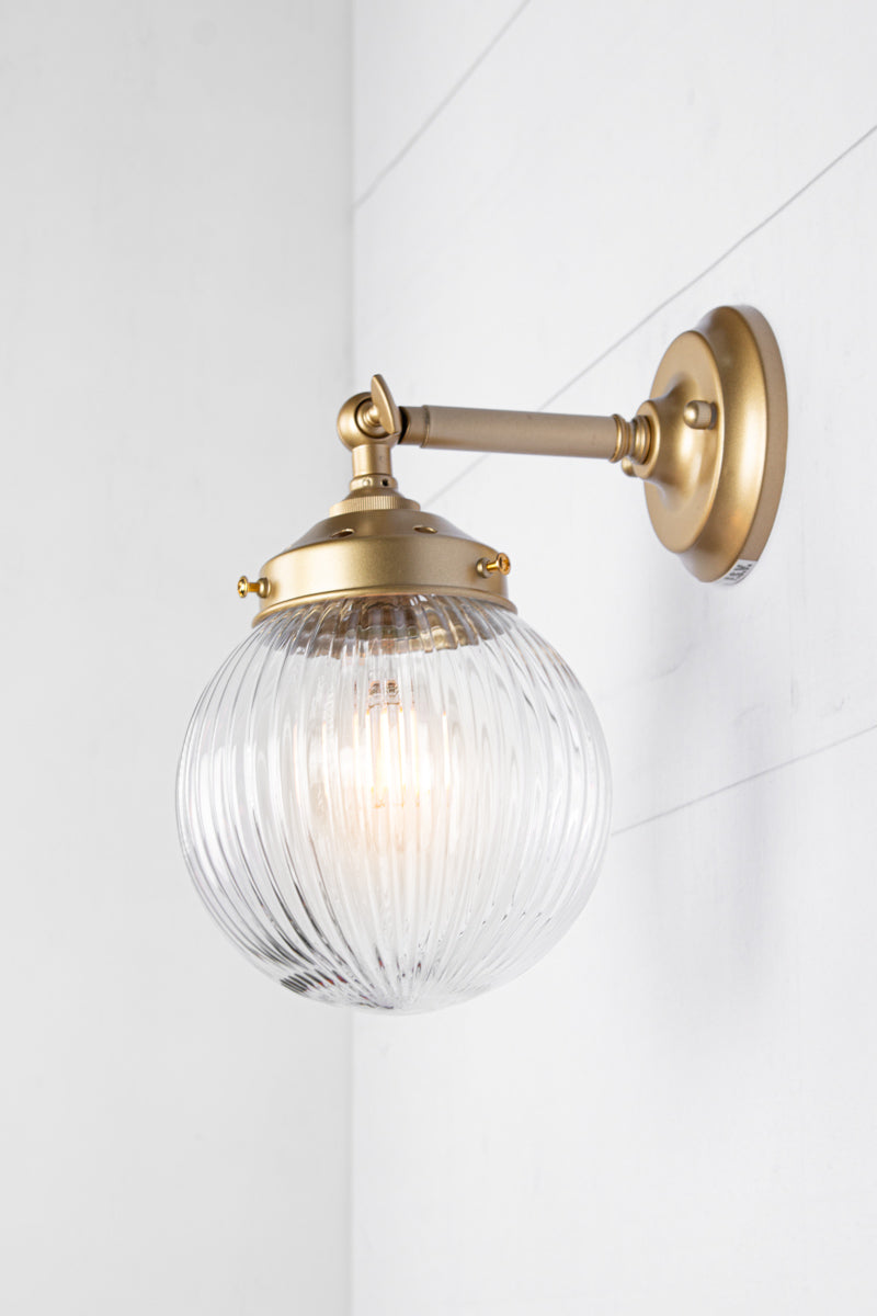 Dakota Reeded Glass Swivel Arm Wall Light - Adjustable Modern Sconce for Bedroom, Living Room, and Hallway Lighting