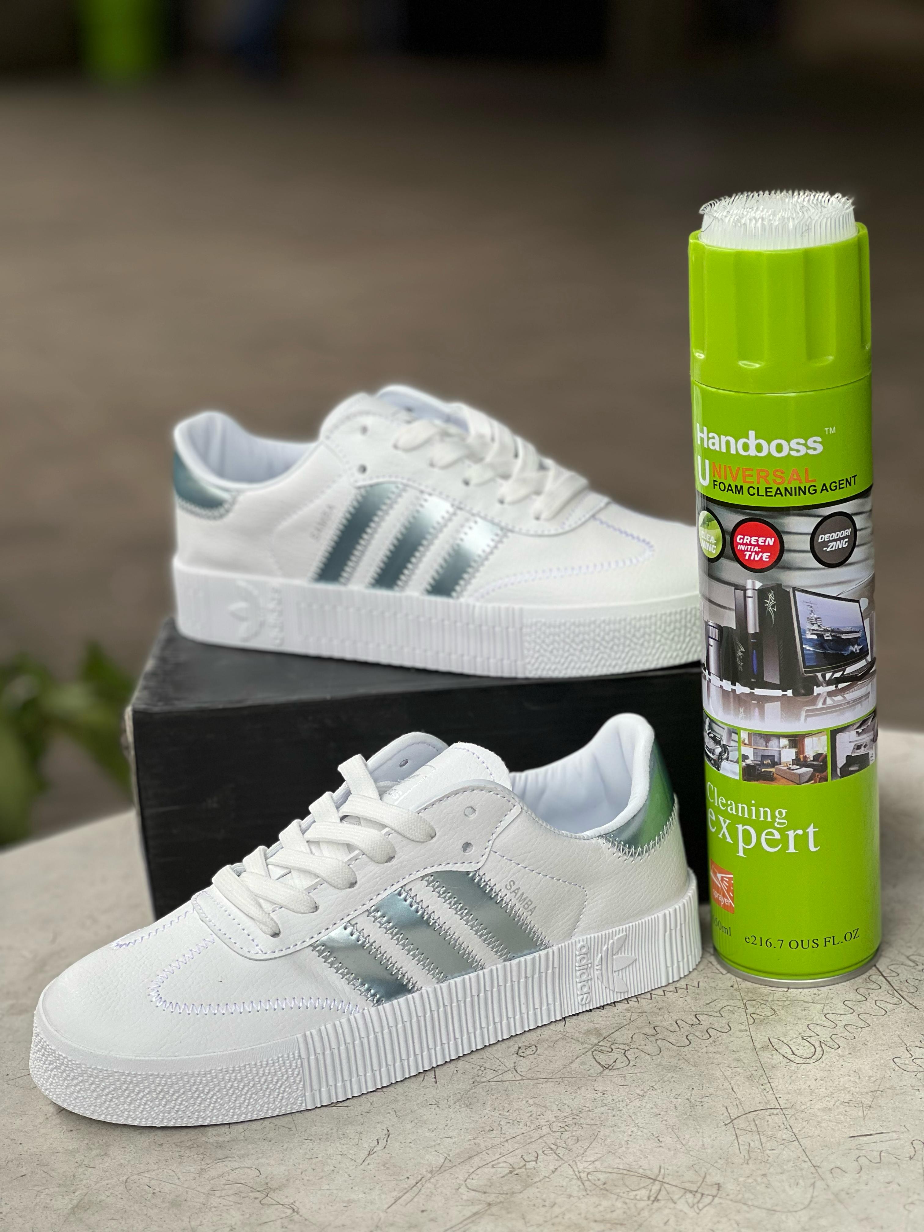 Adidas Samba Sneakers - White & Silver Classic Leather Shoes for Men & Women | Perfect for Casual Wear, Street Style & Everyday Comfort