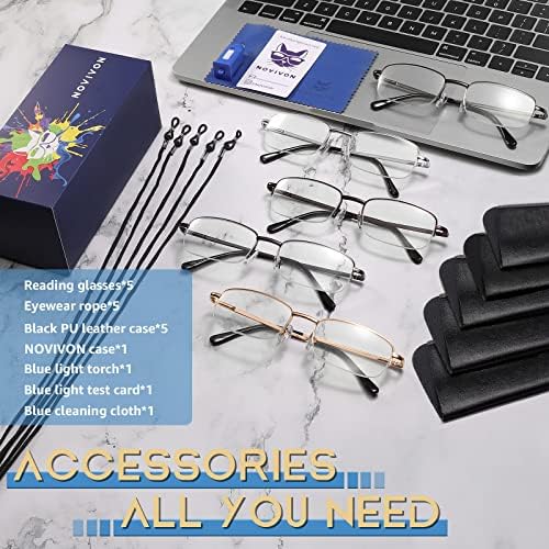 NOVIVON Blue Light Blocking Reading Glasses for Men & Women - Anti-Glare Computer Eyeglasses with UV Protection - Perfect for Office Work, Screen Time & Reading Books
