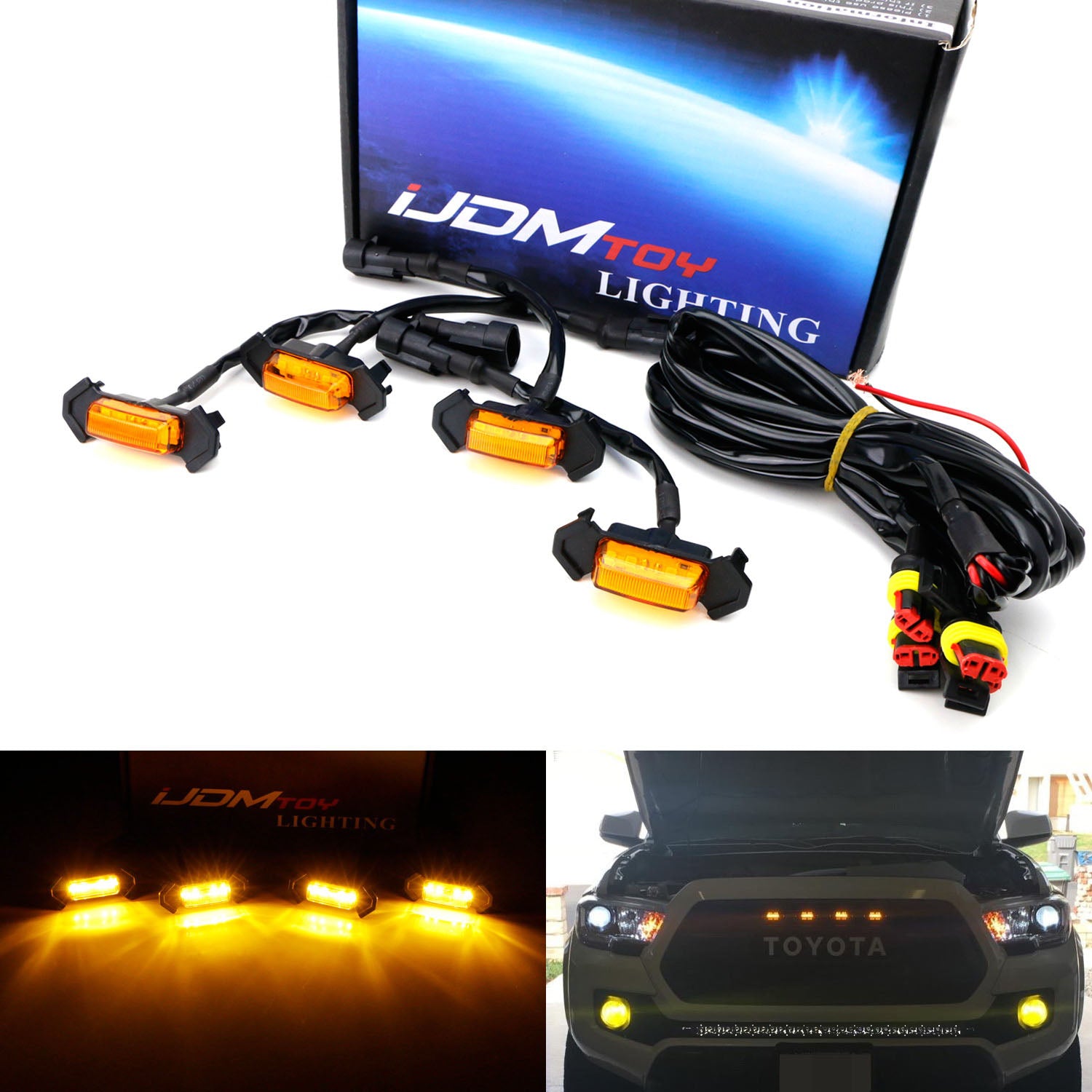 4-Piece Front Grille LED Light Kit for 2016-2023 Toyota Tacoma TRD Pro - Durable Off-Road Lighting Accessories for Night Driving & Adventure