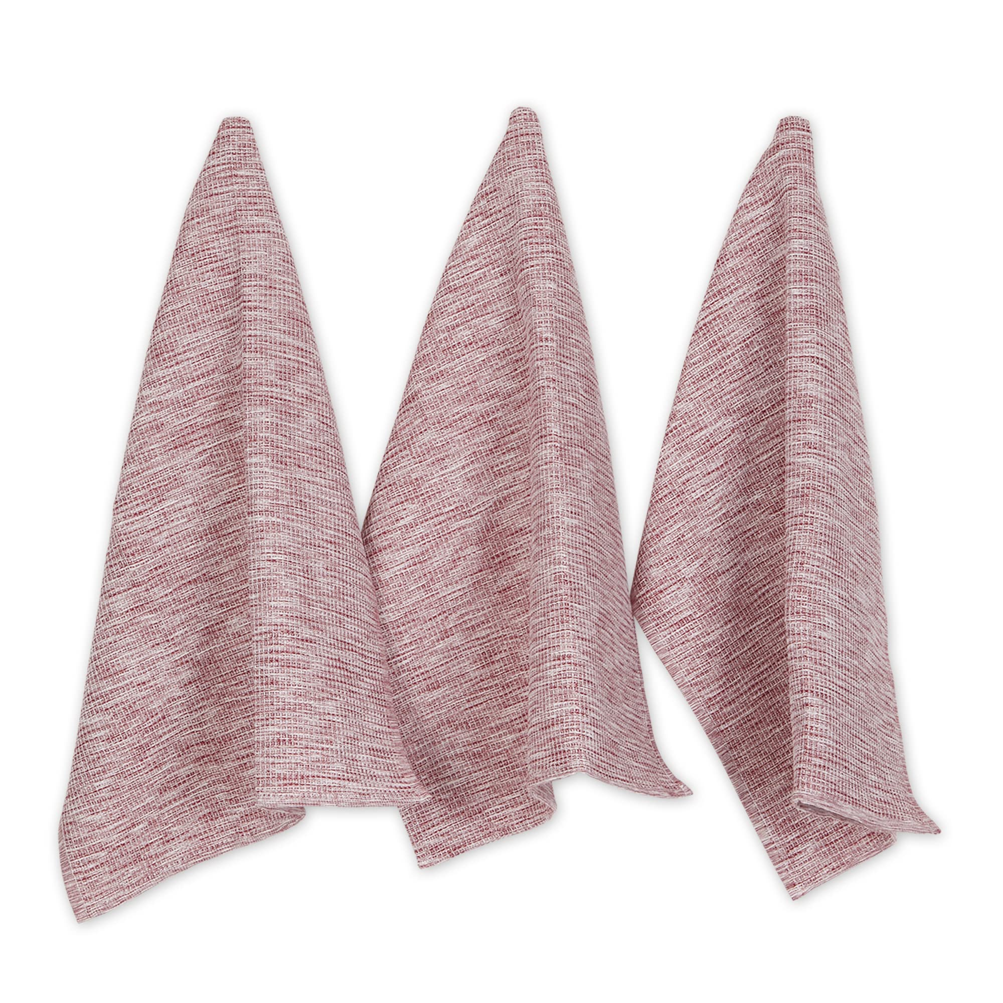 Eco-Friendly DII Recycled Cotton Absorbent Waffle Weave Dish Towels Set - Barn Red, 20x30 Inches, 3-Piece Kitchen Towels for Drying Dishes & Decor | Sustainable Home Essentials