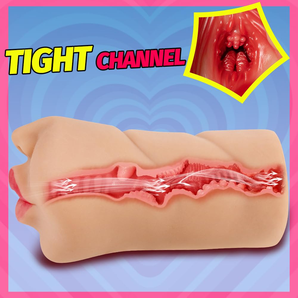 Realistic Mouth Male Masturbator with Teeth & Tongue - Deep Throat Pocket Pussy Blowjob Stroker for Men | Adult Sex Toy for Oral Pleasure & Solo Play (Light Brown) | Perfect for Discreet Masturbation, Couples Play & Enhancing Intimacy