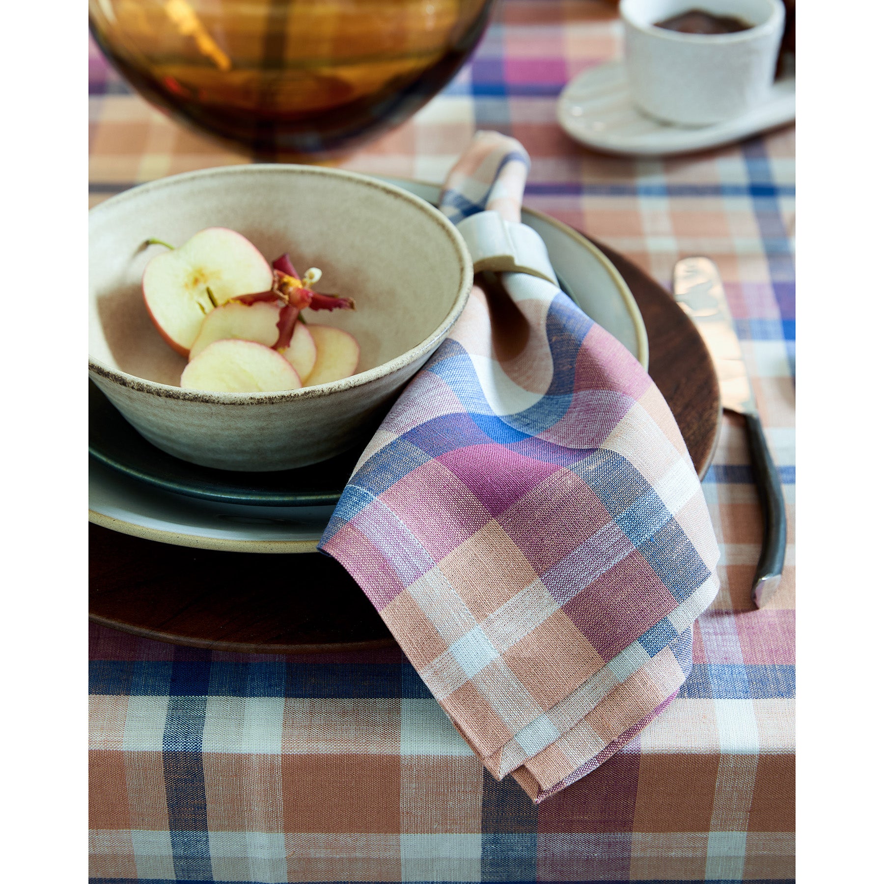 Premium Fall Flavors Madras Napkins - Set of 4 Cotton Table Napkins for Autumn Dinner Parties, Thanksgiving Decor & Seasonal Home Decor