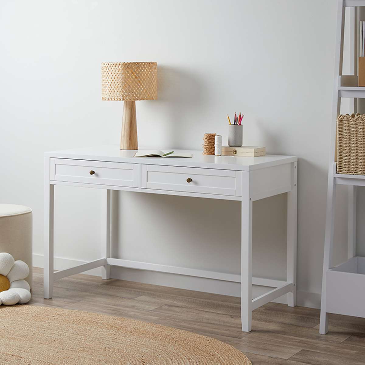 Modern White Cove Desk - Minimalist Home Office Desk for Small Spaces, Study & Work from Home - Perfect for Apartments, Dorms & Cozy Workspaces