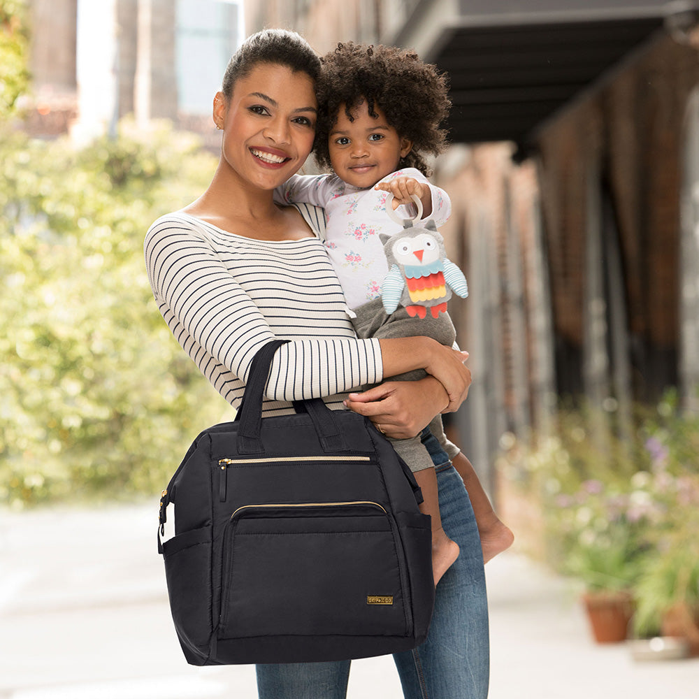 Skip Hop Main Frame Wide Open Backpack - Black | Stylish & Spacious Diaper Bag for Moms & Dads | Perfect for Daycare, Travel & Everyday Use