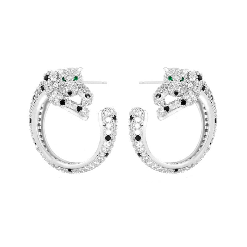 Stylish Cubic Zirconia Leopard Stud Earrings for Women - Sparkling Crystal Animal Print Fashion Jewelry - Perfect for Parties, Birthdays & Everyday Wear