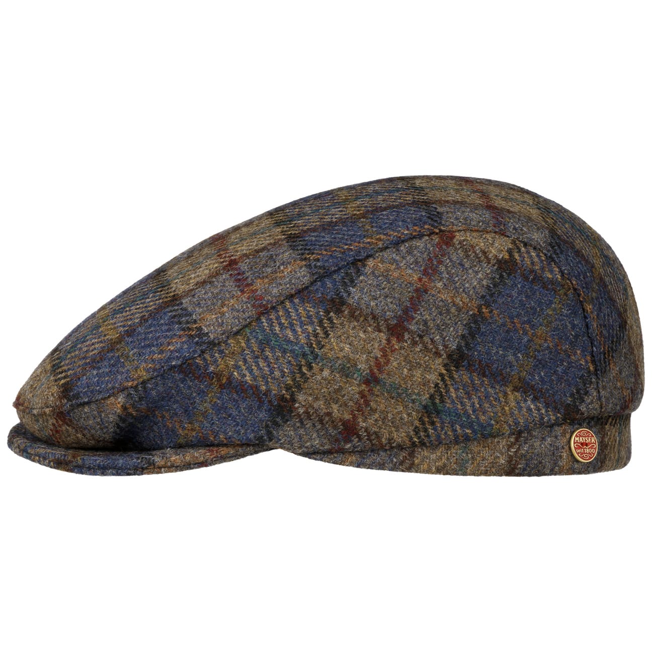 Mayser Frankie Soft Check Shetland Flat Cap - Classic Wool Hat for Men & Women | Perfect for Outdoor Activities, Casual Wear & Winter Fashion