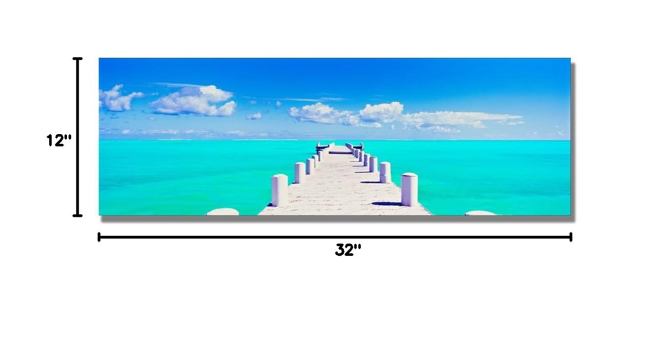 Preston Turks Pier Canvas Art - 12x32 Inch Coastal Wall Decor for Living Room, Bedroom & Office | Trademark Art Handmade Painting