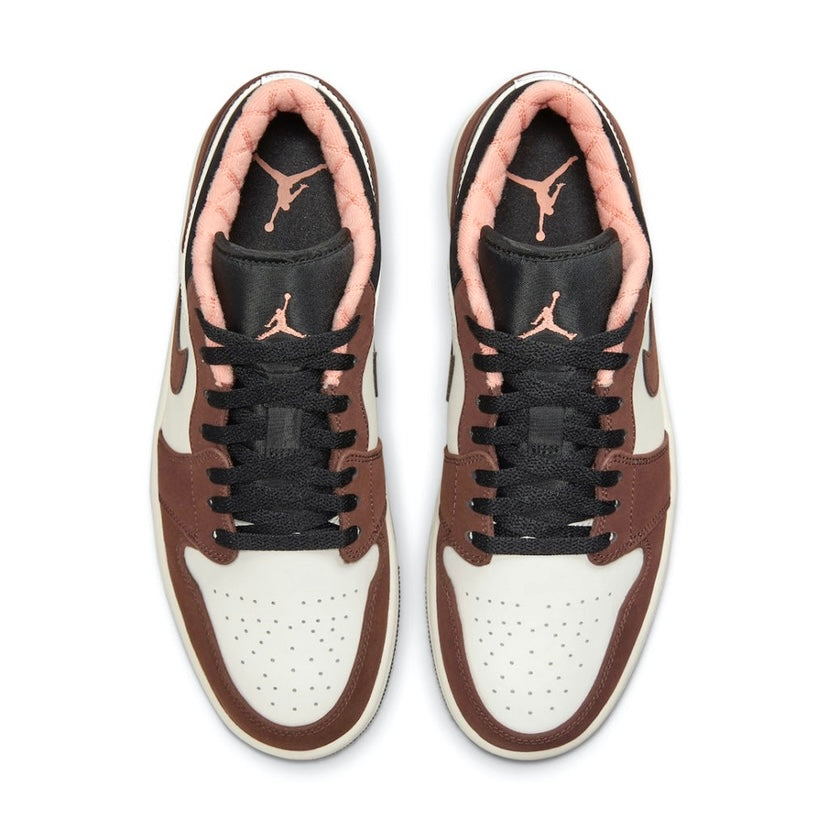 Air Jordan 1 Low Sneakers - Mocha Light Chocolate Crimson Bliss Colorway - Men's Basketball Shoes for Casual Wear & Street Style