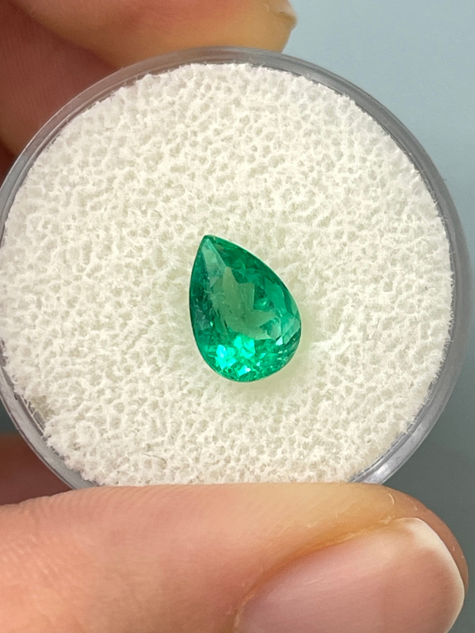 1.65 Carat Vivid Blue-Green Natural Loose Colombian Emerald Pear Cut Gemstone for Jewelry Making & Engagement Rings