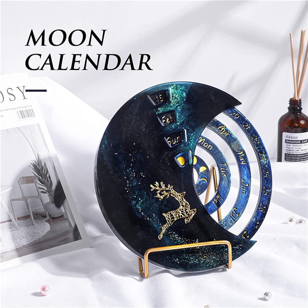 KyeeaDIY 3-Piece Rotatable Moon Phase Resin Molds Set - Perpetual Calendar Silicone Molds for Epoxy Casting, DIY Wall Art & Home Decor (Large Moon) | Perfect for Crafting, Gift Making & Boho Home Decoration