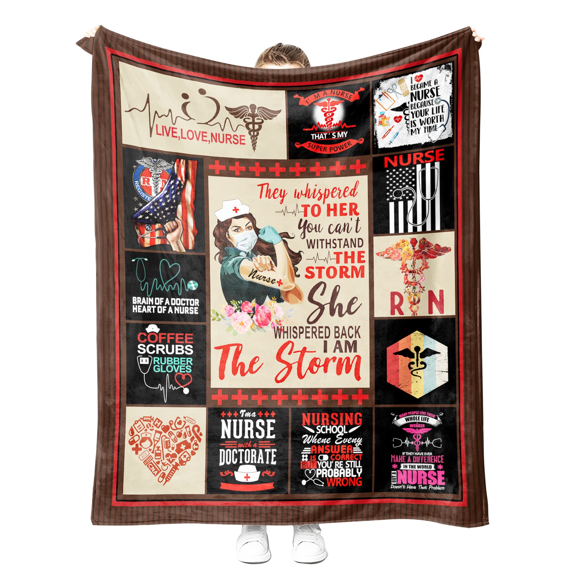 Super Soft Sherpa Nurse Blanket - 50x60 Inch Cozy Throw for Women, RN & Nurse Practitioner Gifts (Storm Color) | Perfect for Hospitals, Clinics & Home Relaxation