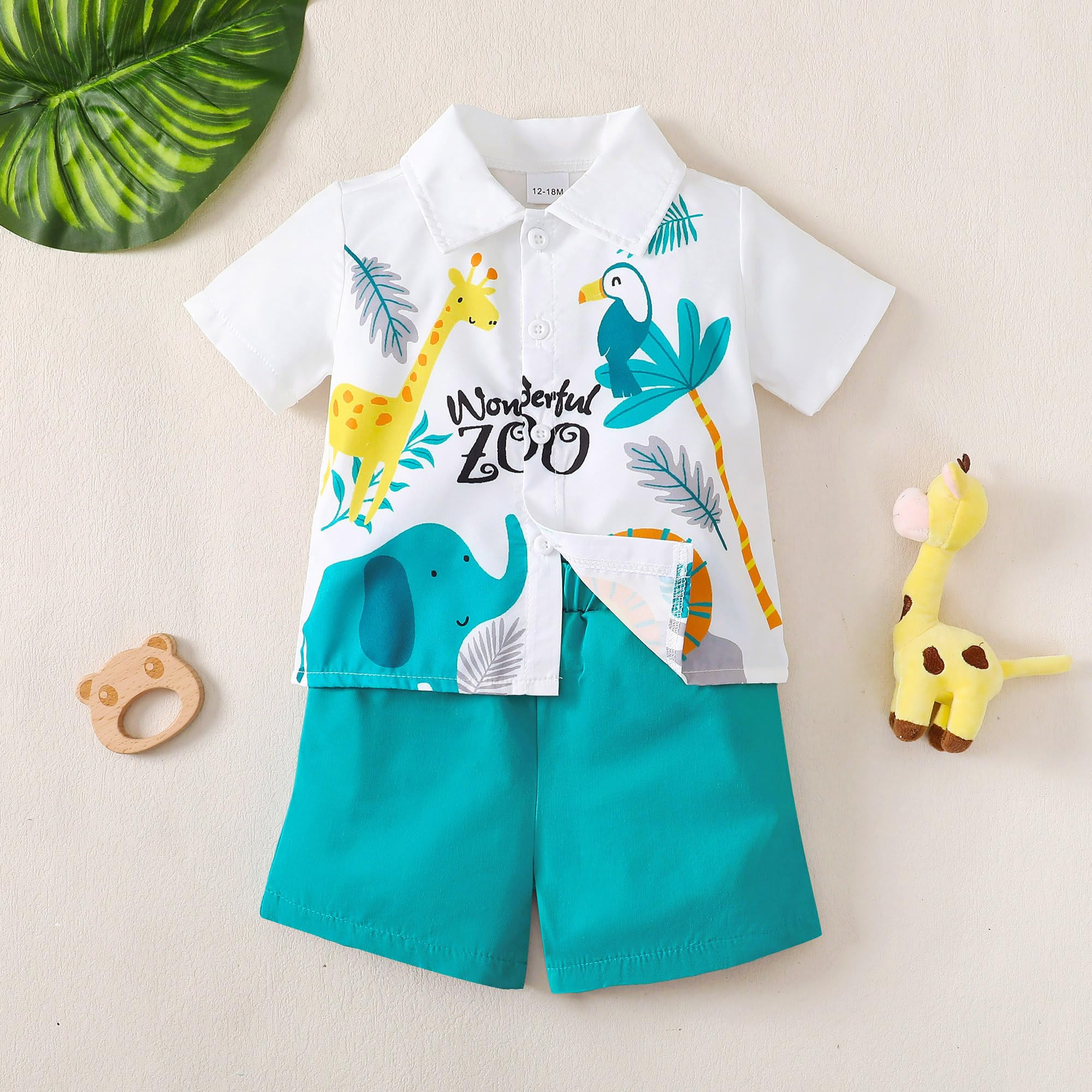Toddler Boys Summer Outfit Set - Cotton Short Sleeve Shirt & Shorts for Baby Boys | Playtime, Beach & Outdoor Activities