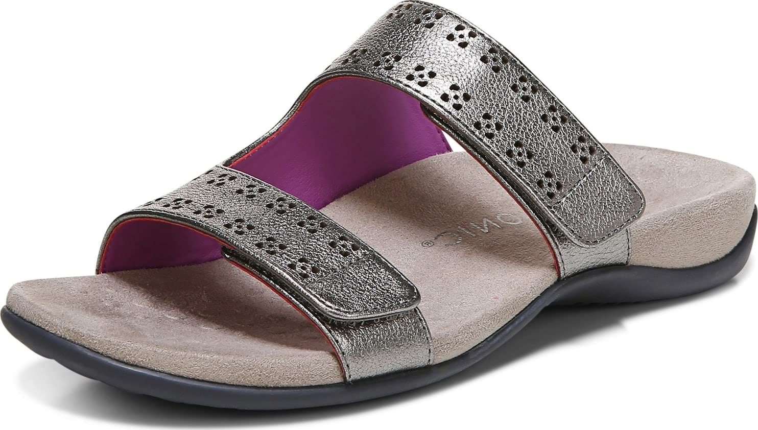 Vionic Nakia Women's Adjustable Slide Orthotic Sandals - Comfortable Arch Support for Plantar Fasciitis - Perfect for Walking, Travel & Summer Outfits