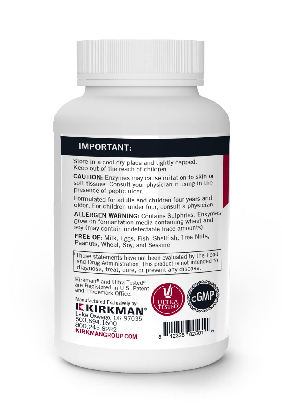 Kirkman Enzyme Complete with DPP-IV - 120 Capsules | Powerful Digestive Support | Broad Spectrum Digestive Enzymes | Hypoallergenic Formula | For Gut Health & Food Sensitivity Relief | Ideal for Meals & Digestive Comfort
