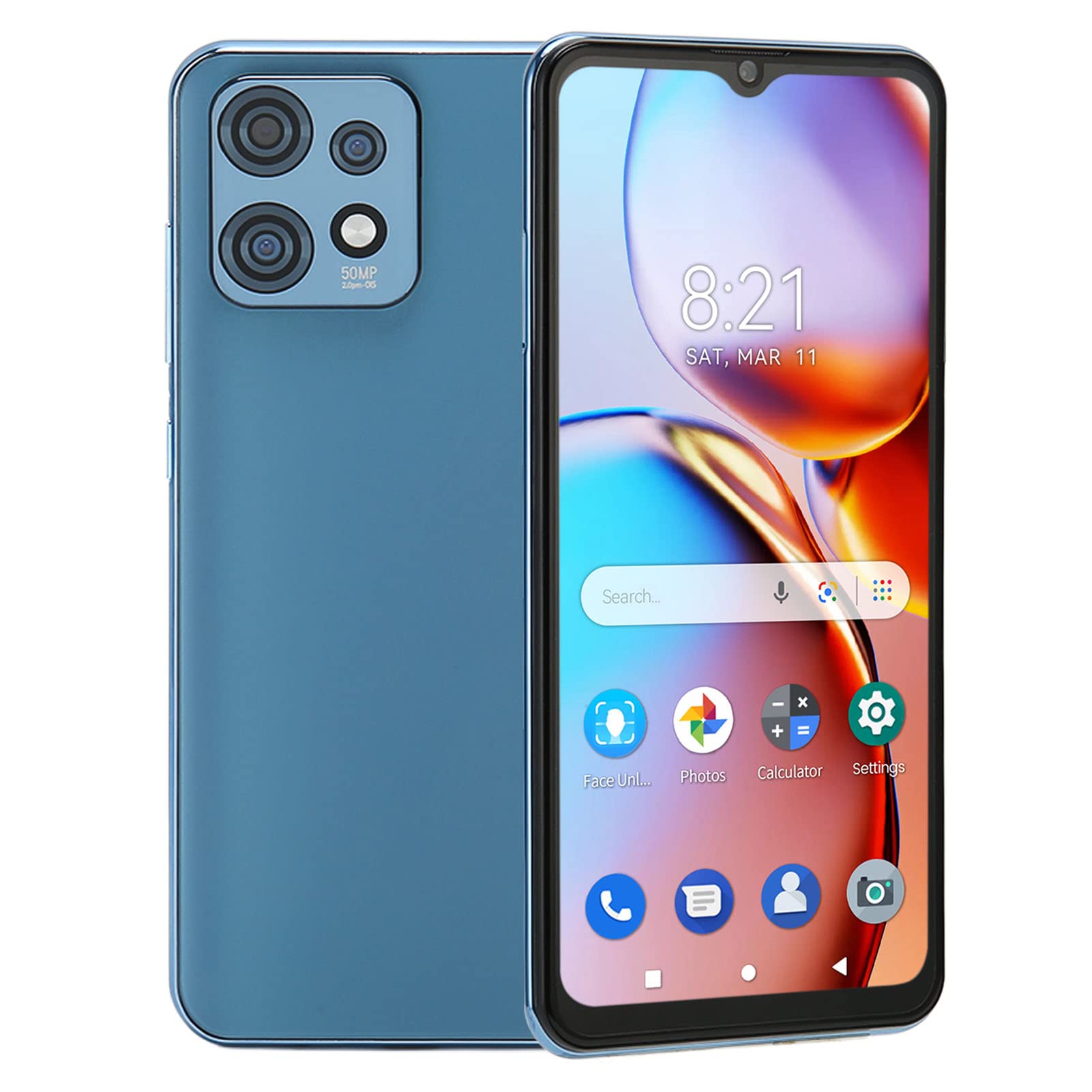 Dpofirs X40 6.53 Inch 4G Android 12 Smartphone - 8 Core Processor, 6GB RAM 64GB ROM Unlocked Phone, 16MP+32MP Dual Camera, 4500mAh Battery, 5G WiFi & Face Unlock (Blue) - Perfect for Travel, Business & Everyday Use