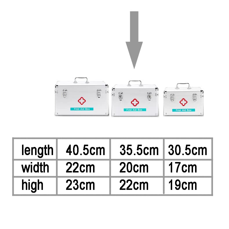2 Layer Portable Aluminum Alloy Medicine Storage Box with Lock - Childproof First Aid Kit Organizer, Household Medication Case with Handle for Travel, Home & Emergency Use