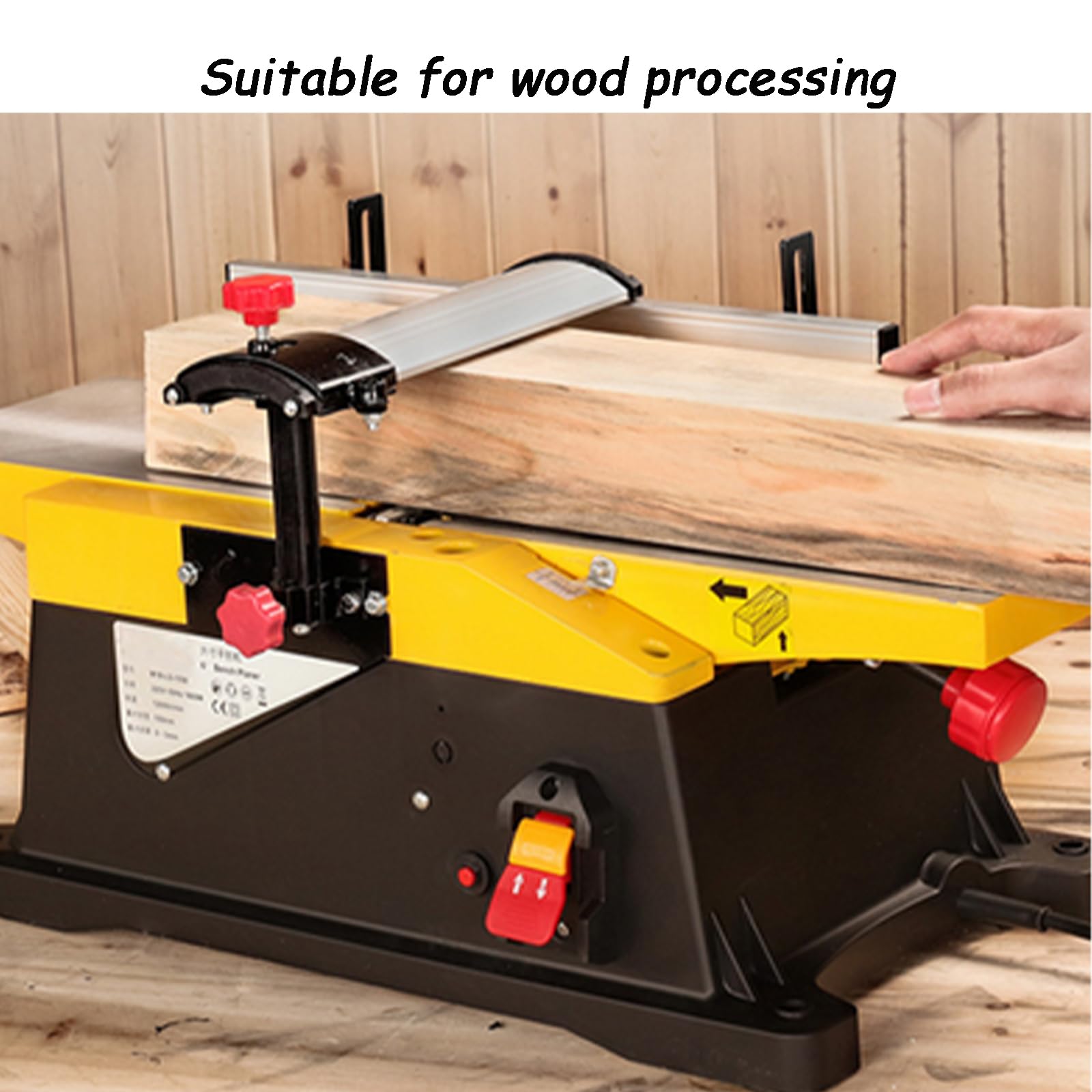 INTBUYING 6 Inch Woodworking Planer - 1800W Portable Bench Planer with 155x580mm Work Table | Low Noise & Dust | Perfect for DIY Projects, Small Workshops & Home Woodworking