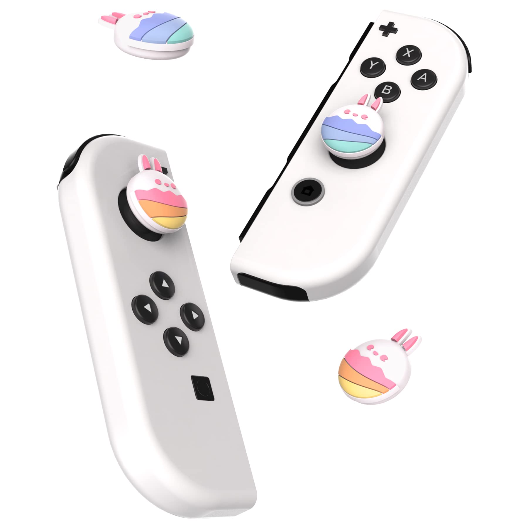 PlayVital Joystick Caps for Nintendo Switch, Switch Lite & Switch OLED - Comfortable Thumb Grip Covers for Enhanced Gaming Control (Easter Bunny Design) - Perfect for Long Gaming Sessions, Travel & Handheld Play
