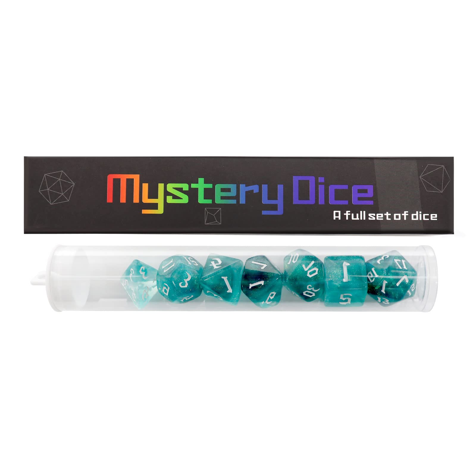 Haxtec 7-Piece Polyhedral Dice Set for Dungeons & Dragons - Random Style DND Dice with Display Case - Perfect for Tabletop RPG Games, DND Gifts & Blind Box Collectors