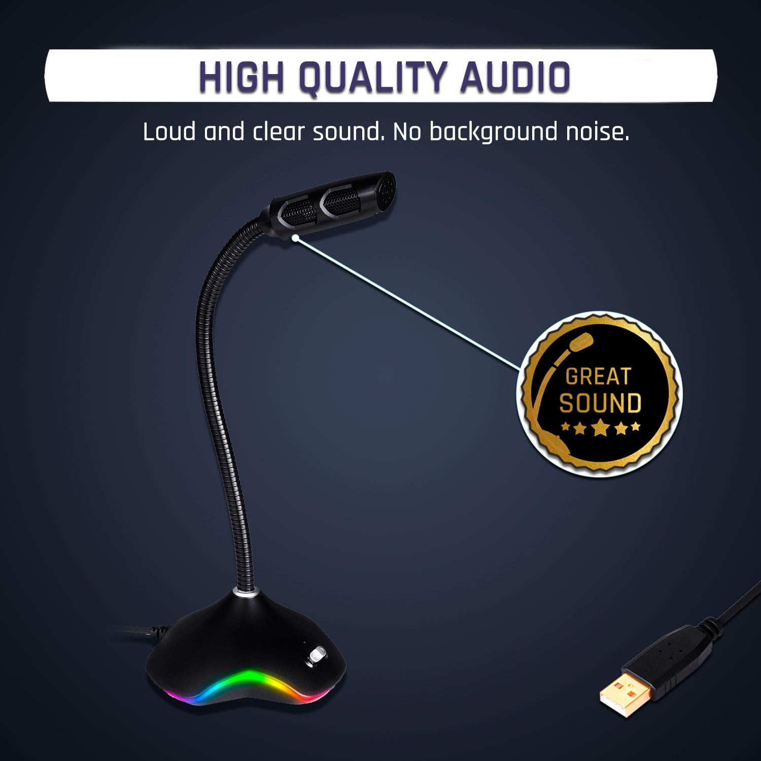 KLIM Rhapsody RGB USB Microphone for PC - Professional Studio Quality Sound for Recording, Streaming, Gaming (Windows, Mac, PS4, PS5) - Perfect for Podcasts, YouTube, Voice Chat & Content Creation