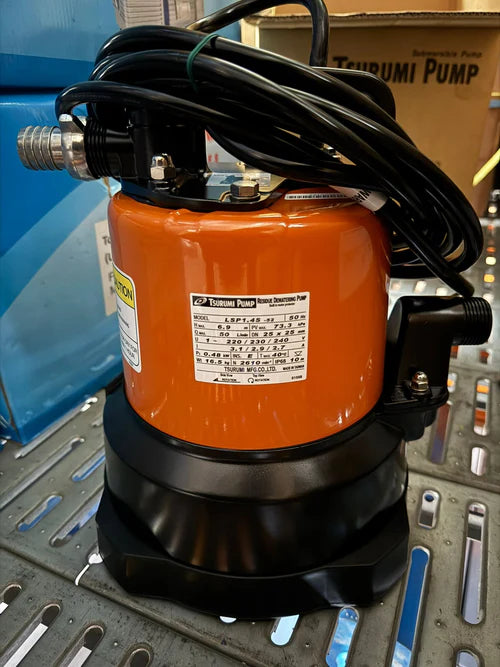 Tsurumi LSP1.4s 0.48kW Single Phase Portable Self Priming Submersible Drainage Pump with Suction Attachment (Max 50LPM/69kPa) - Ideal for Basement Flooding, Construction Sites & Agricultural Water Transfer