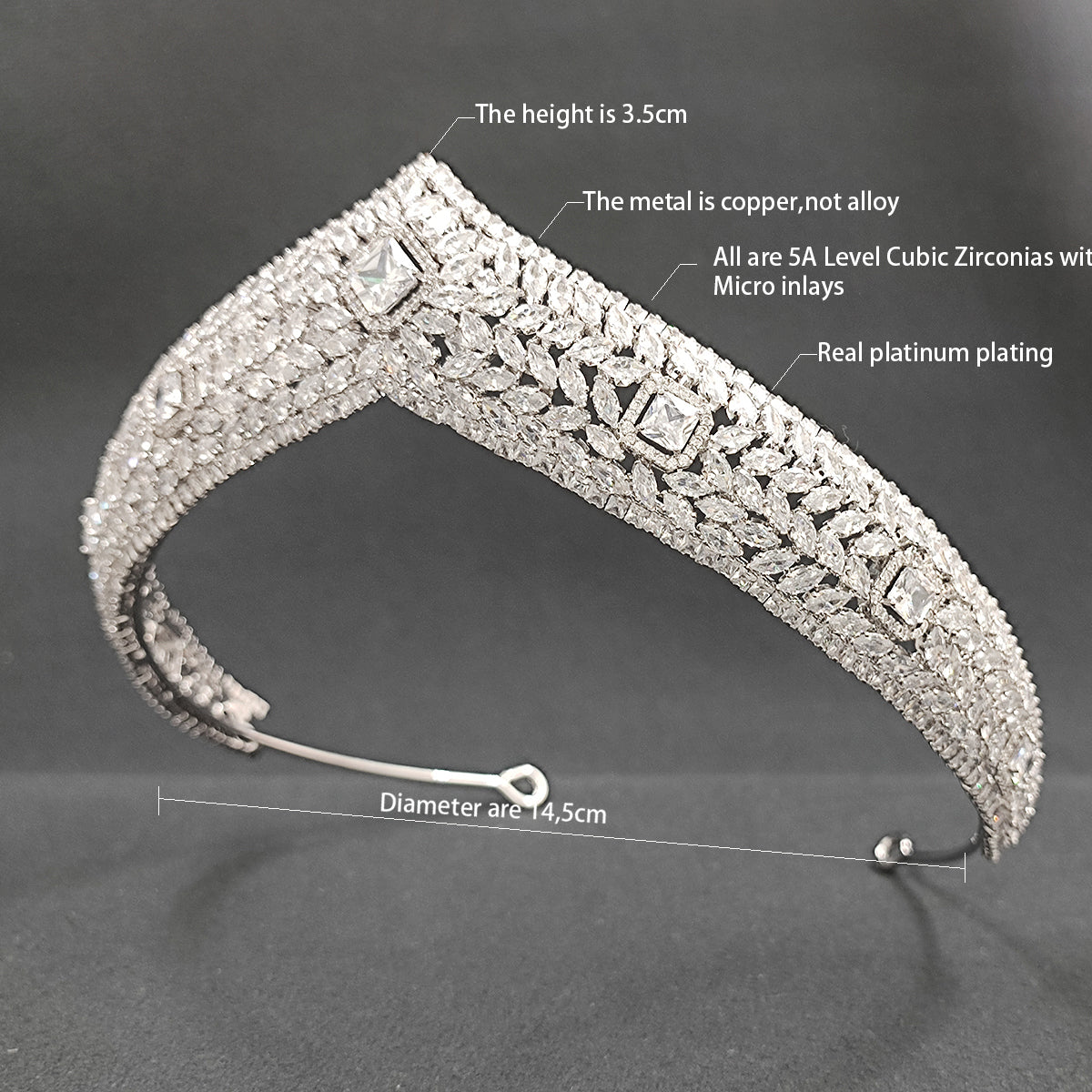 5A Zirconia Wedding Tiara - Sparkling Crystal Bridal Crown for Bride FK93750 | Perfect for Weddings, Prom, Pageants & Special Occasions
