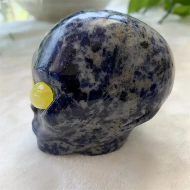 8cm Natural Rose Quartz Crystal Carved Alien Skull - Chakra Healing Stone, Reiki Energy, Unique Spiritual Gift & Home Decoration for Meditation, Yoga & Feng Shui