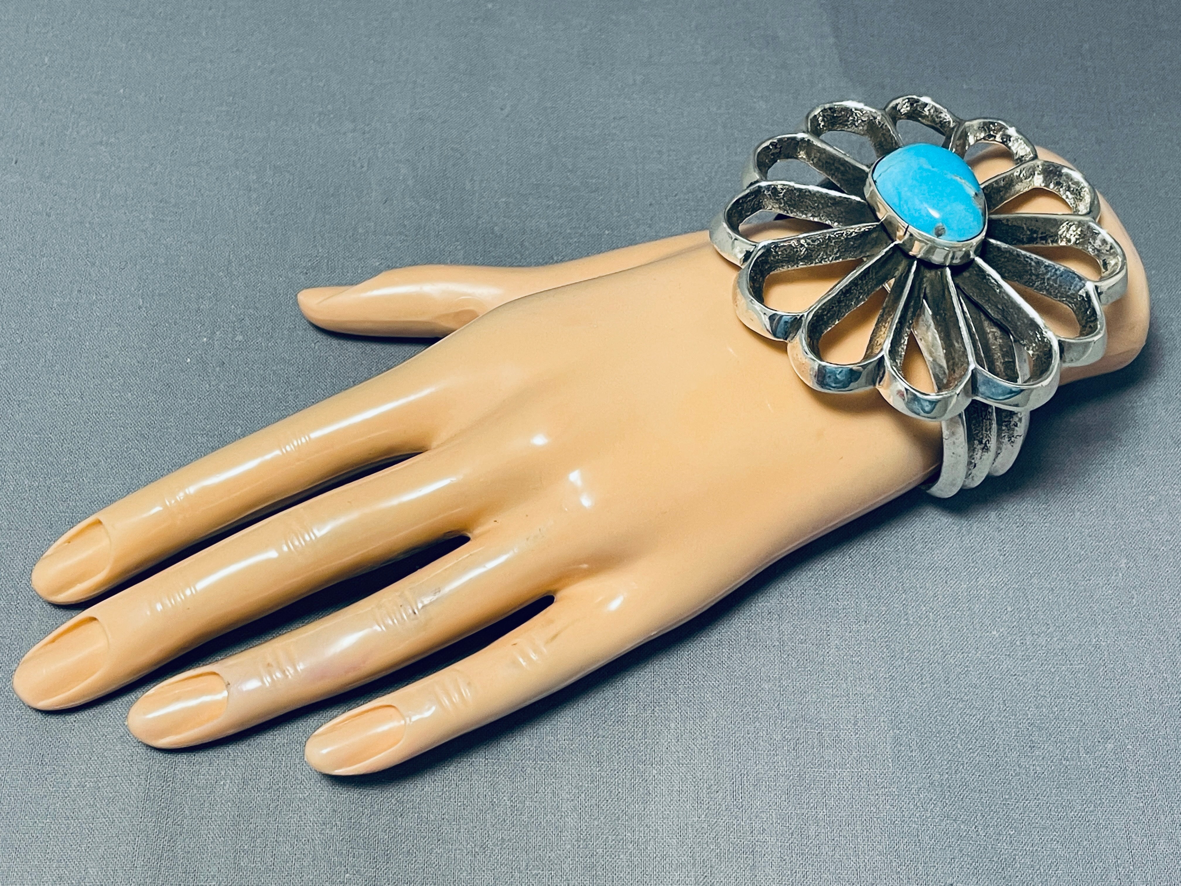 172 Grams Heavy Native American Navajo Turquoise Sterling Silver Bracelet - Handmade Jewelry for Women, Boho Chic Accessories, Perfect for Festivals & Special Occasions
