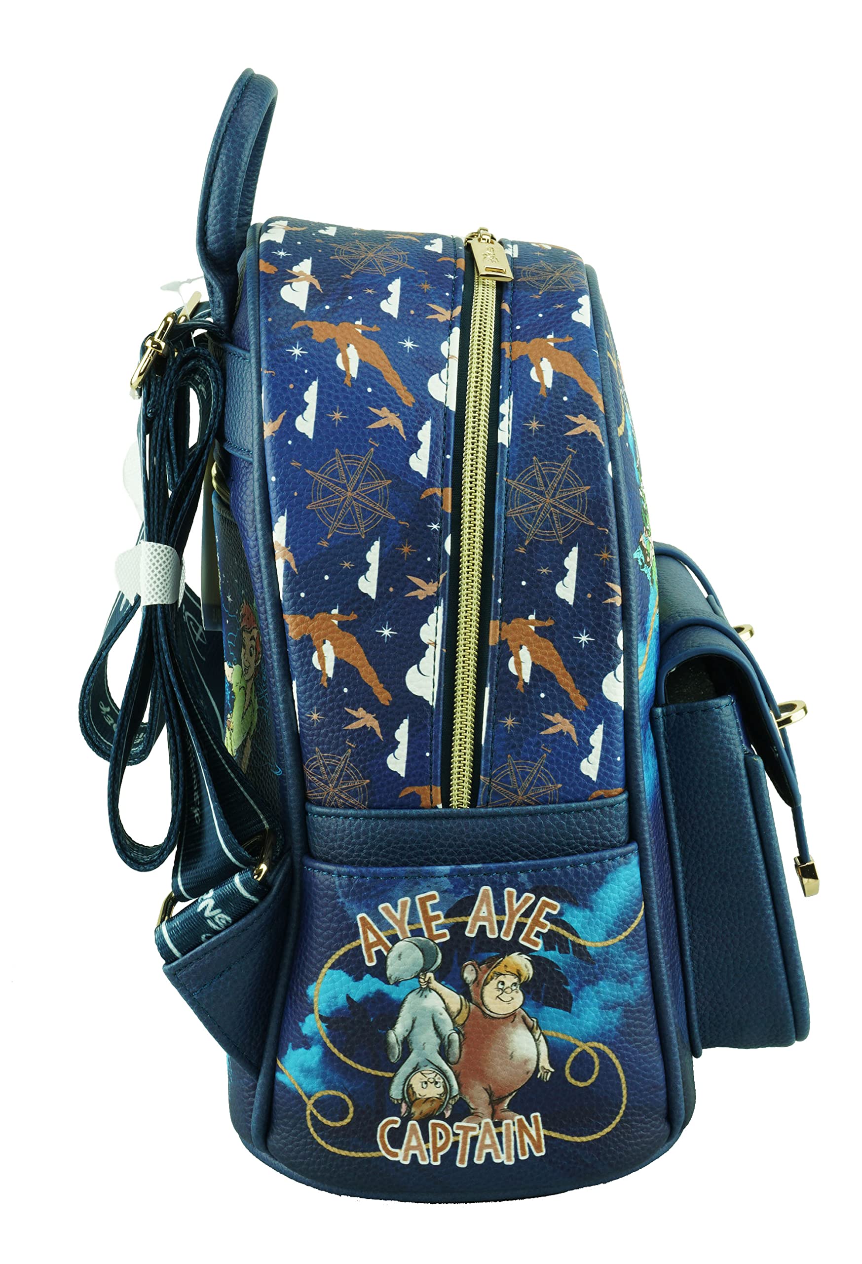Disney Peter Pan 11 Inch Vegan Leather Mini Backpack for Women - Cute Fashion Shoulder Bag for School, Travel & Cosplay Accessories