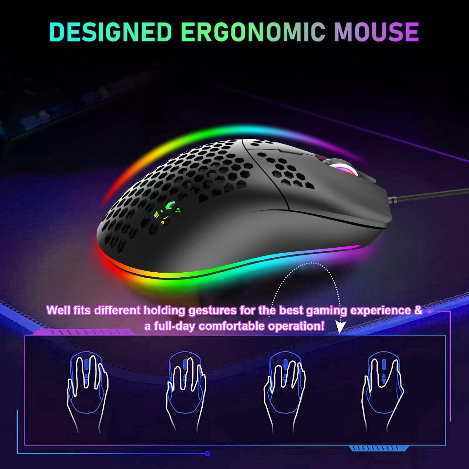 LexonElec KM614 65% RGB Mechanical Keyboard & Mouse Combo for Gaming & Office