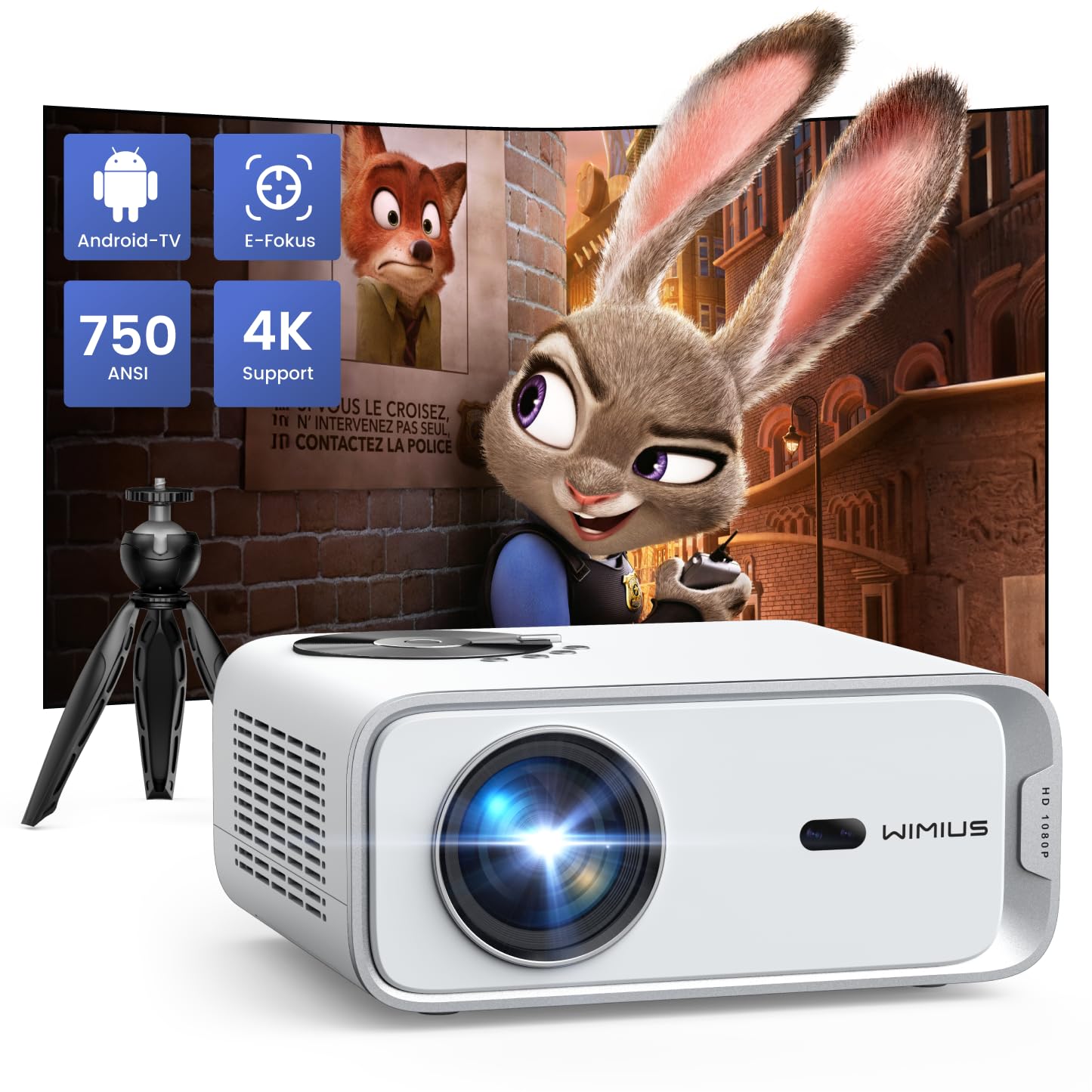 4K Video Projector 26000 Lumens with Auto Keystone - WiFi6 Bluetooth Full HD 1080P Portable Home Theater Projector for Netflix/Android TV | 300