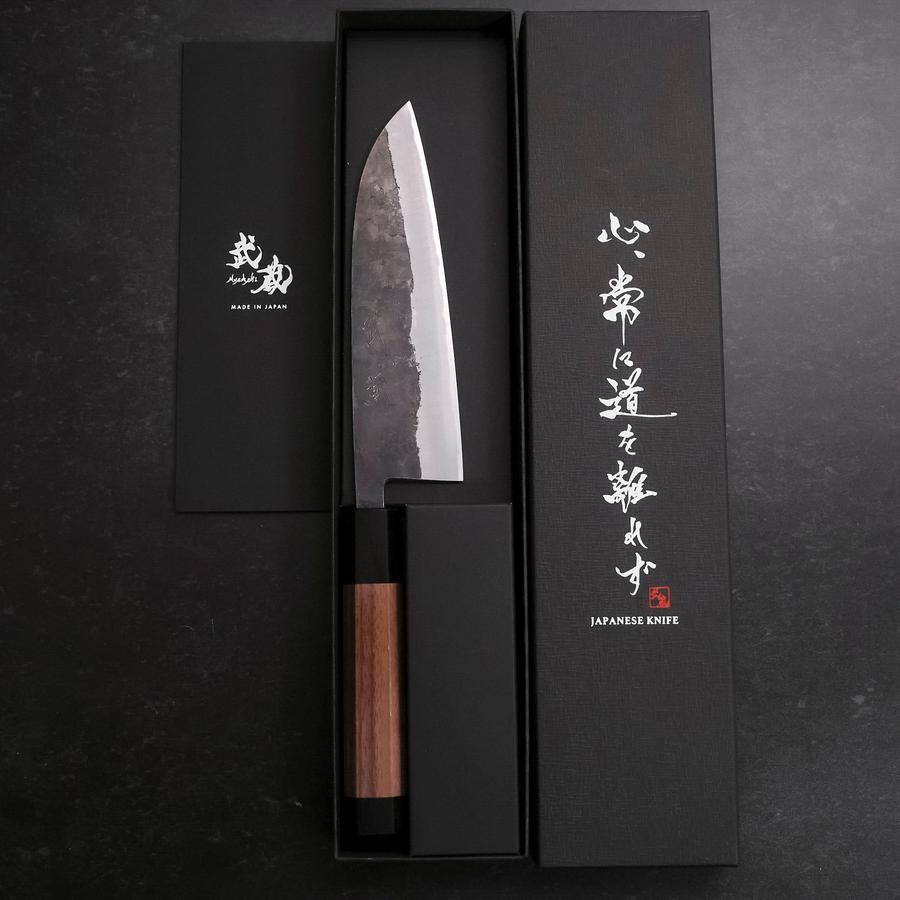 Premium Santoku Knife 165mm - Japanese Blue Steel #2 with Stainless Clad & Walnut Handle - Perfect for Sushi, Vegetables, and Meat Preparation