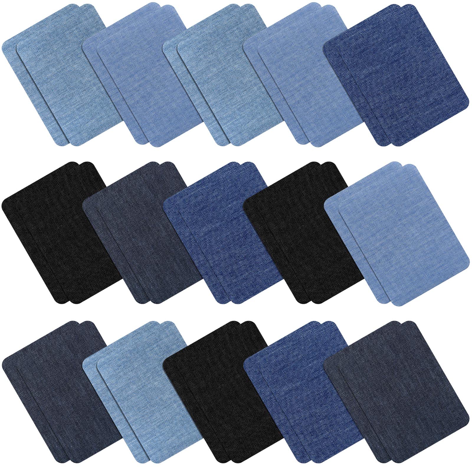 30 Pieces Iron-On Patches for Clothing Repair - Denim, Canvas & Puffer Jacket Fabric Patches - DIY Sewing & Decorating Kit (Vivid Colors) - Perfect for DIY Fashion, Jean Repair & Jacket Customization