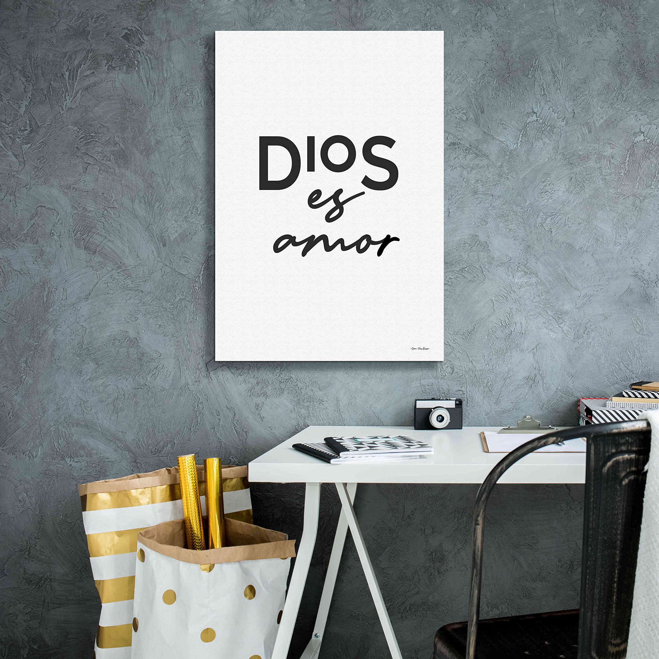 Epic Graffiti 'Dios es Amor' Spanish Religious Canvas Wall Art by Seven Trees Design - 18x26 Inch Giclee Print for Home Decor, Church & Office