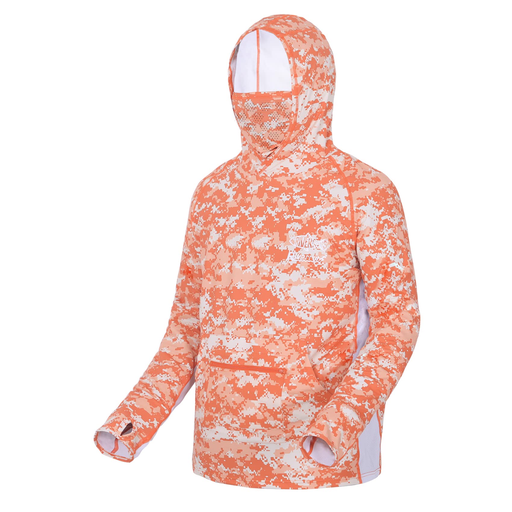 Riverruns UPF 50+ Sun Protection Fishing Hoodie for Men - Long Sleeve UV Protective Shirt with Hood - Ideal for Fishing, Boating, Hiking & Outdoor Activities