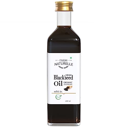 Farm Naturelle 100% Pure Organic Black Seed Oil (Kalonji Oil) - Cold Pressed, Unrefined, 3.4 fl oz for Immune Support, Skin & Hair Care - Perfect for Cooking, Supplements & Natural Remedies