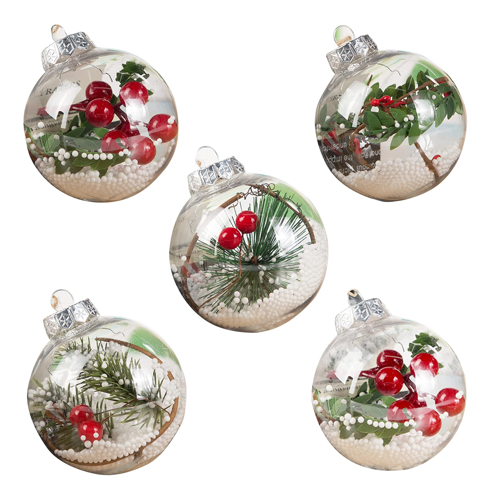 Firlar 10-Pack Clear LED Christmas Ornament Balls - DIY Transparent Hanging Decorations for Christmas Tree, Party & Wedding | Battery-Operated Holiday Decor for Indoor/Outdoor Use