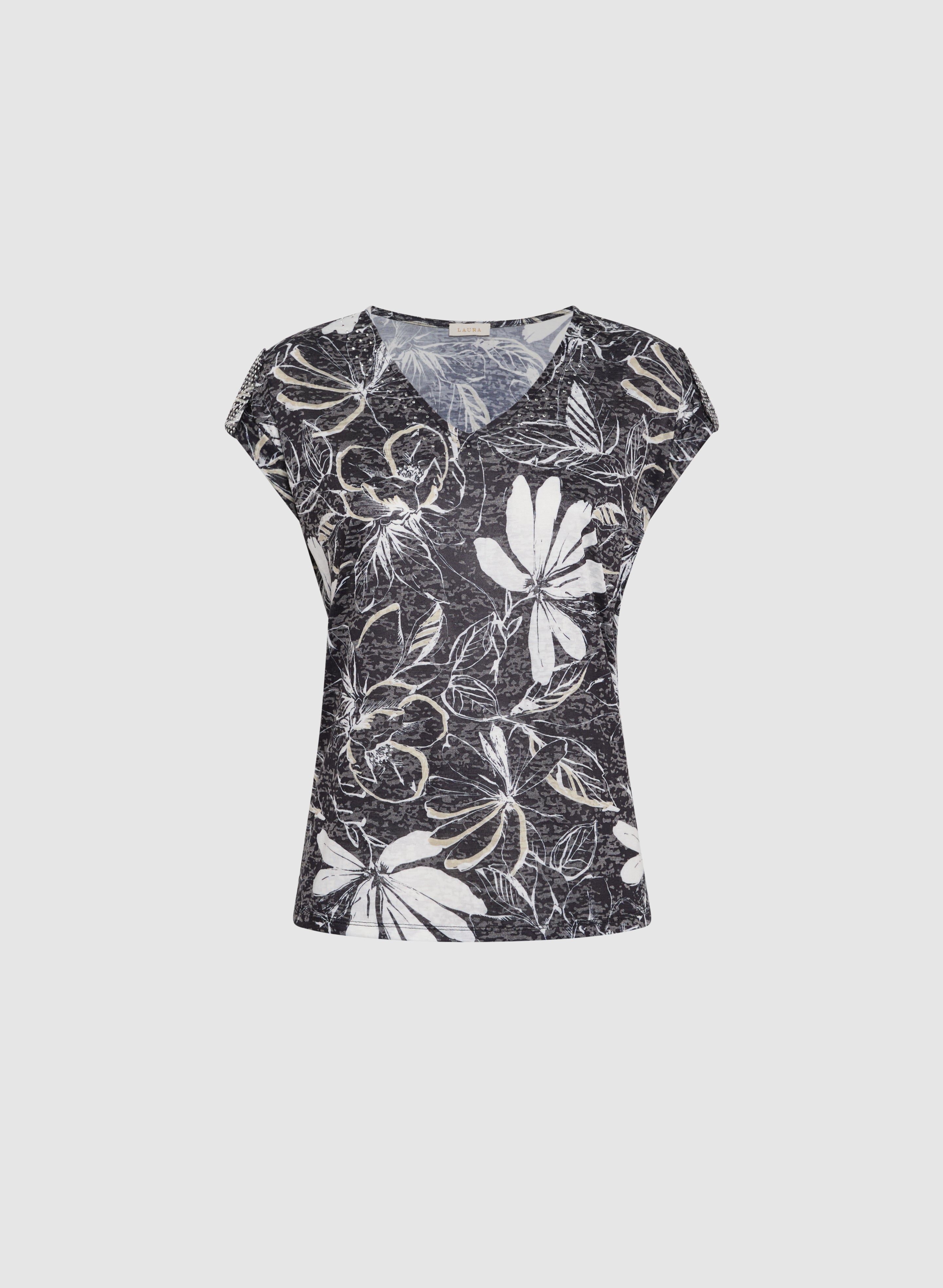 Floral Print T-Shirt for Women - Soft Cotton Short Sleeve Blouse - Casual Summer Top for Outdoors, Travel & Daily Wear
