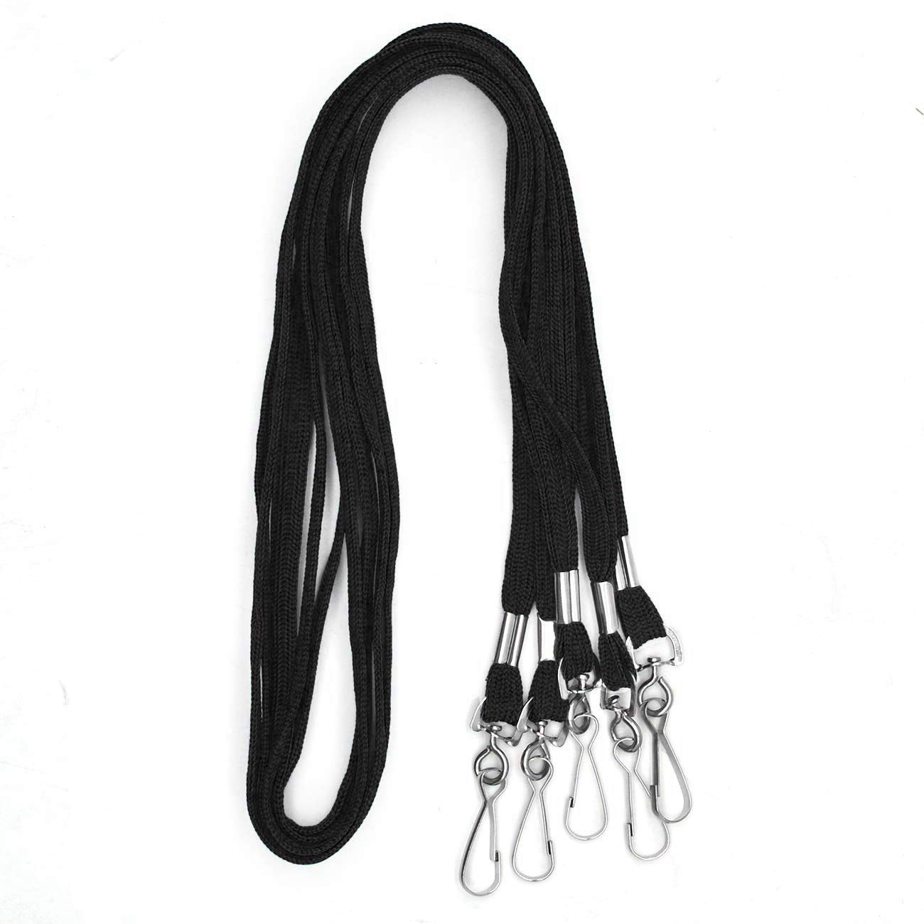 Beebel 100 Pack Black Lanyards with Swivel Hook - ID Badge Holders for Work & Events