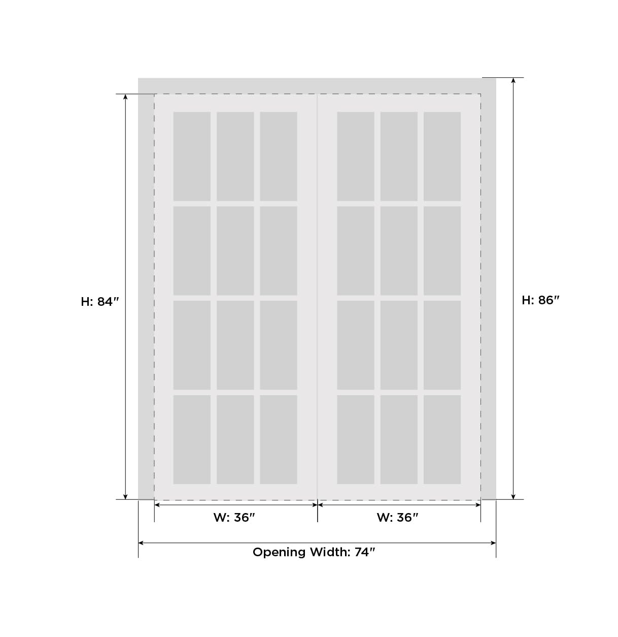 VDOMDOORS 72x84 Inch Solid French Double Doors - Mela 7001 Matte White Finish with Wood Solid Panel Frame - Modern Closet & Bedroom Interior Doors for Home Renovation Projects