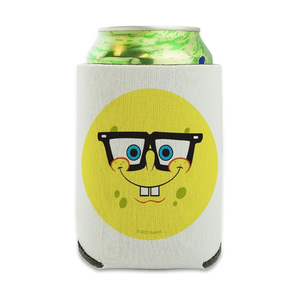 SpongeBob SquarePants Insulated Can Cooler - Collapsible Drink Sleeve for Beer & Soda - Funny Nerd Face Design - Perfect for Beach, Pool Parties & Outdoor BBQs