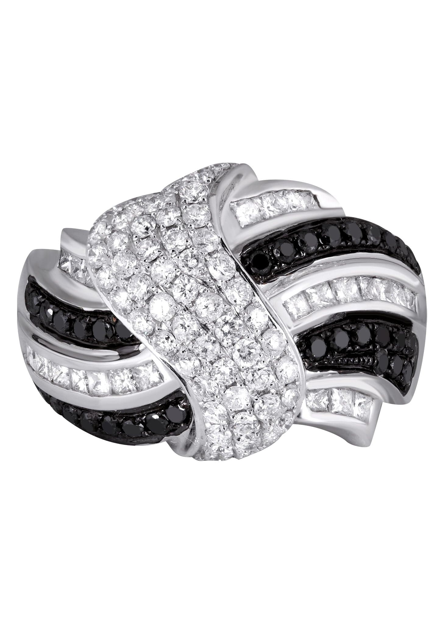 14K Gold Black Diamond Cocktail Ring for Women - 2.13 Carat Genuine Diamond, 12.33 Grams - Elegant Evening Party & Special Occasion Jewelry Gift