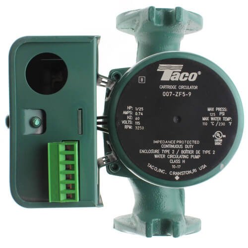 Taco 007 Cast Iron Circulator Pump 1/25 HP - High Efficiency Hot Water Recirculation for Home Heating Systems | Perfect for Hydronic Heating & Radiant Floor Applications