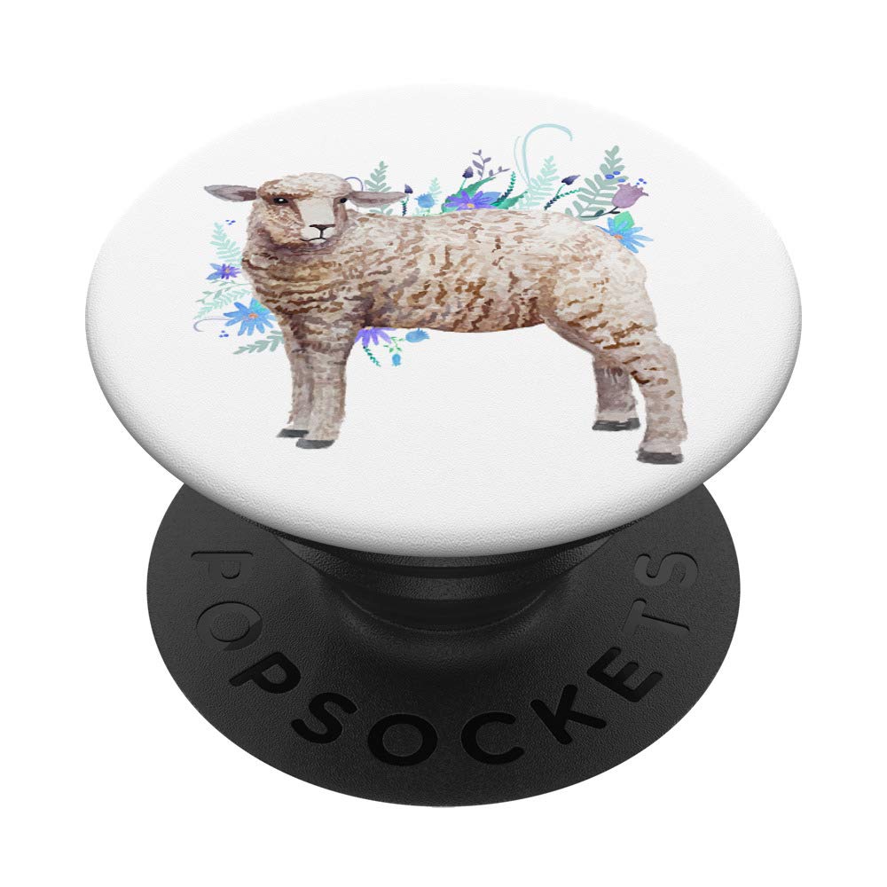 Swappable PopGrip with Adorable Lamb Watercolor Floral Design for Phones & Tablets - Perfect for Everyday Use, Gifts & Phone Protection