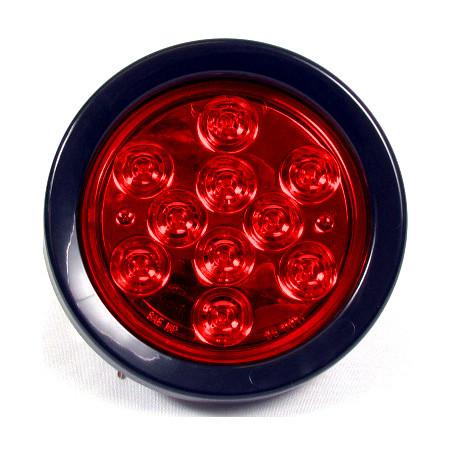 4 Round Red LED Lights with 10 LEDs - 24V Waterproof Turn Signal & Tail Lights for Trucks, Trailers, Motorcycles - Durable Brake Lights for Night Driving & Safety