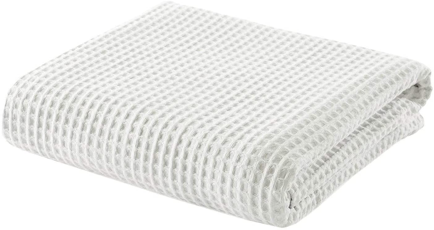 Twin Size Waffle Blanket - 100% Cotton All-Season Thermal Throw Blanket - Soft Lightweight Woven Bed Blanket (66x90 Inches, White) - Perfect for Cozy Fall Evenings, Dorm Rooms & Guest Beds